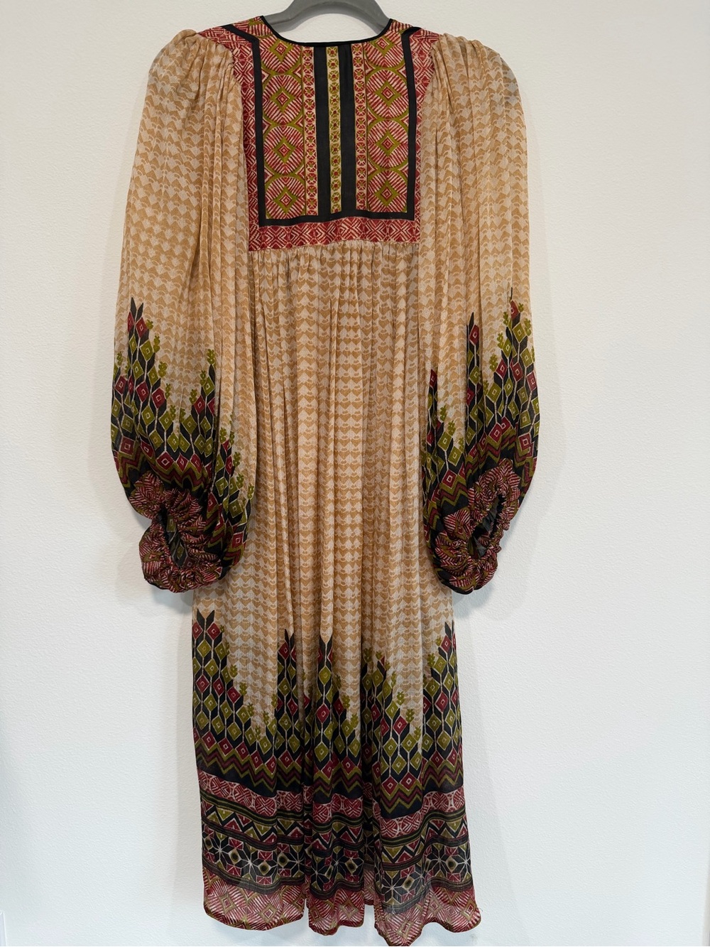 Ritu Kumar for Judith Ann Vintage Silk Block Print Dress XS - Picture 3 of 8